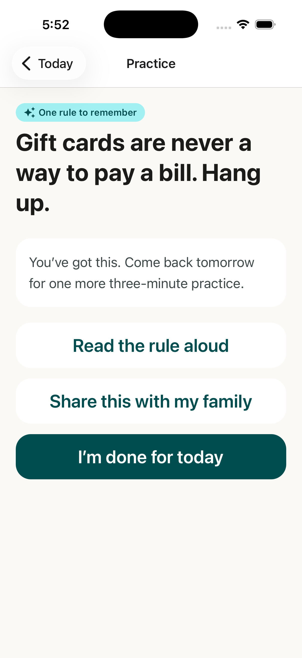 One rule to remember screen